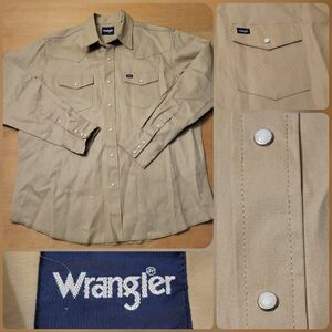 Wrangler Shirt Mens XL Western Pearl Snap Canvas Cowboy Heavy Brush Popper Flaw